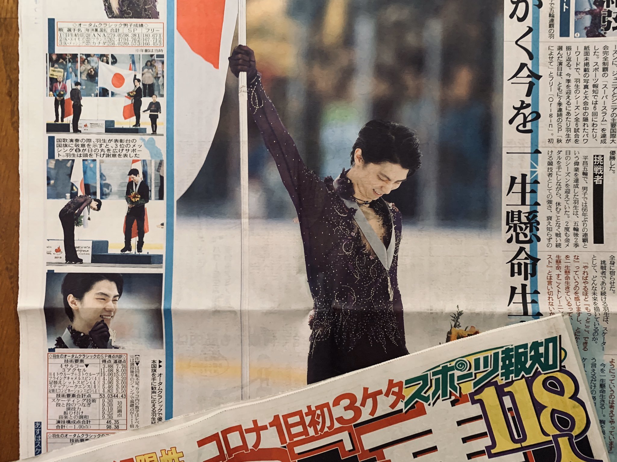 ネット通販で購入 羽生結弦 2019年 新聞 グランプリファイナル練習着 4